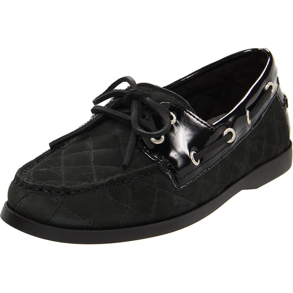 Sebago Women's Coast Two-Eye Quilted Boat Shoe,Black,7 M US