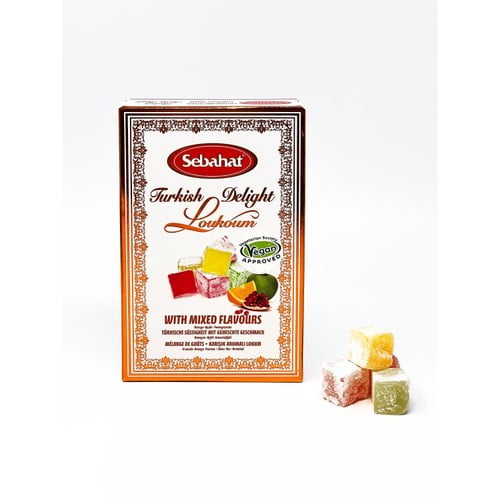 Sebahat mixed flavours Turkish delight box - orange, apple and pomegranate 200g, British Import (Pack of 3)