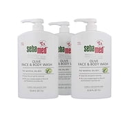 Sebamed Olive Face and Body Wash With Pump for Sensitive and Delicate Skin pH 5.5 Ultra Mild Hydrating Dermatologist Recommended Cleanser 33.8 Fluid Ounces 1 Liter Pack of 3