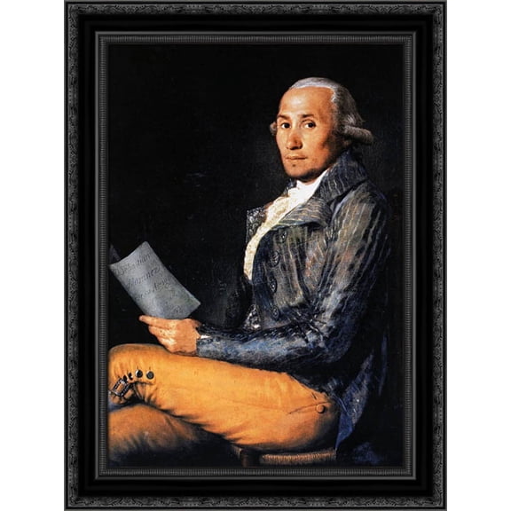 Sebastin Mart?nez 19x24 Black Ornate Wood Framed Canvas Art by Goya, Francisco de