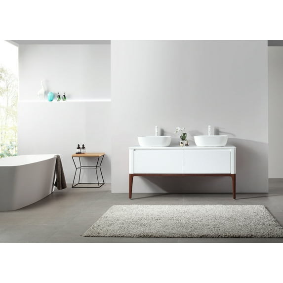 Sebastian 60" Gloss White Dual Mount Bathroom Vanity