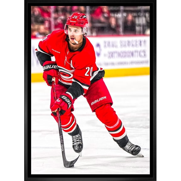 Sebastian Aho 20x29 Framed Canvas Carolina Hurricanes