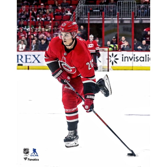 Sebastian Aho Carolina Hurricanes Unsigned Red Jersey Shooting Photograph