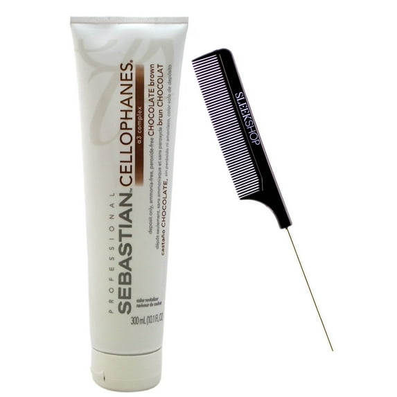 Sebastian CELLOPHANES, Hair Color Revitalizer A3 Complex Conditioner, Deposit Only, Ammonia-Free, Peroxide-Free (w/ Sleek Comb) Sebastion Haircolor Dye (CHOCOLATE BROWN - 10.1 oz / 300 ml)
