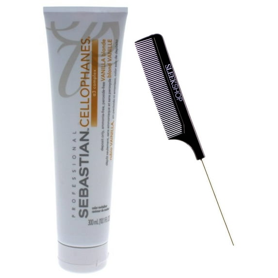 Sebastian CELLOPHANES, Hair Color Revitalizer A3 Complex Conditioner, Deposit Only, Ammonia-Free, Peroxide-Free (w/ Sleek Comb) Sebastion Haircolor Dye (VANILLA BLOND - BLONDE - 10.1 oz. / 300 ml)