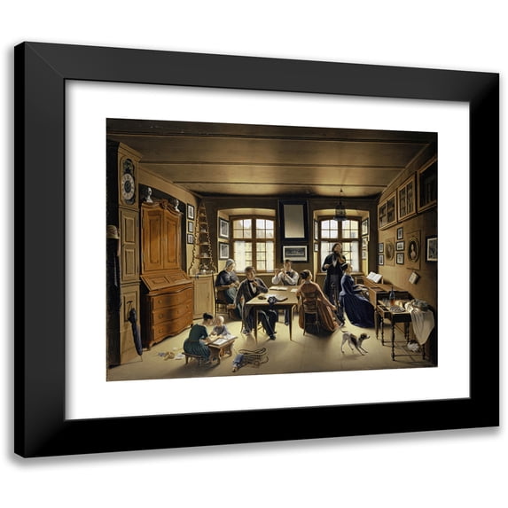 Sebastian Gutzwiller 18x15 Black Modern Framed Museum Art Print Titled - A Family Concert in Basel (1849)