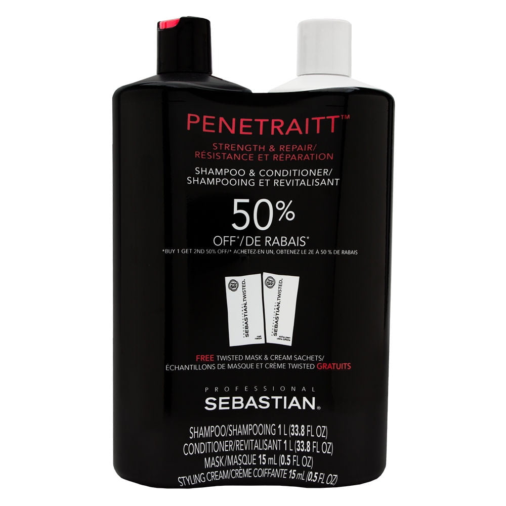 SEBASTIAN PROFESSIONAL Sebastian Penetraitt Strengthening and Repair Shampoo and Conditioner Liter Duo 2 x 33.8 oz