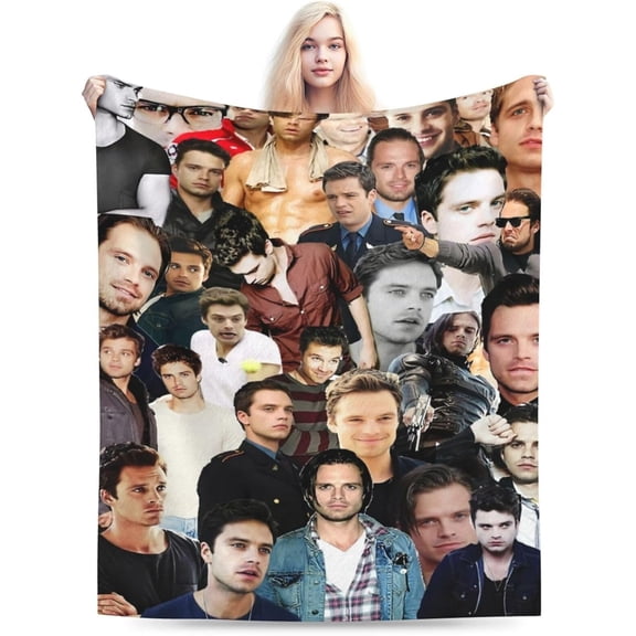 Sebastian Stan Blanket Soft and Warm Lightweight Fluffy Throws Blankets Rug Carpet Gift for Beach Yoga Bedroom Living Room Decoration Sofa Camping Trip Dorm Decor All Season