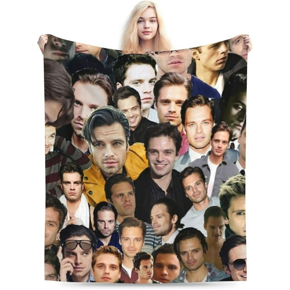 Sebastian Stan Blanket Soft and Warm Lightweight Fluffy Throws Blankets Rug Carpet Gift for Beach Yoga Bedroom Living Room Decoration Sofa Camping Trip Dorm Decor All Season