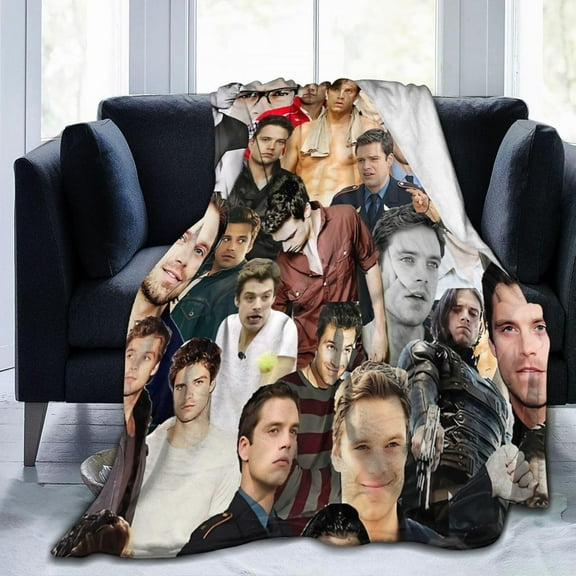 Sebastian Stan Blanket Soft and Warm Lightweight Fluffy Throws Blankets Rug Carpet Gift for Beach Yoga Bedroom Living Room Decoration Sofa Camping Trip Dorm Decor All Season