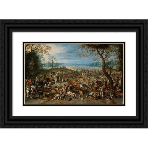Sebastian Vrancx 14x11 Black Ornate Wood Framed Double Matted Museum Art Print Titled: The Aftermath of a Battle