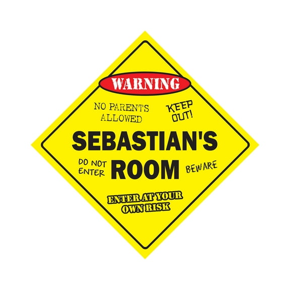 Sebastian's Room Sign Crossing Zone Xing | Indoor/Outdoor | 20" Tall kids bedroom decor door children's name boy girl