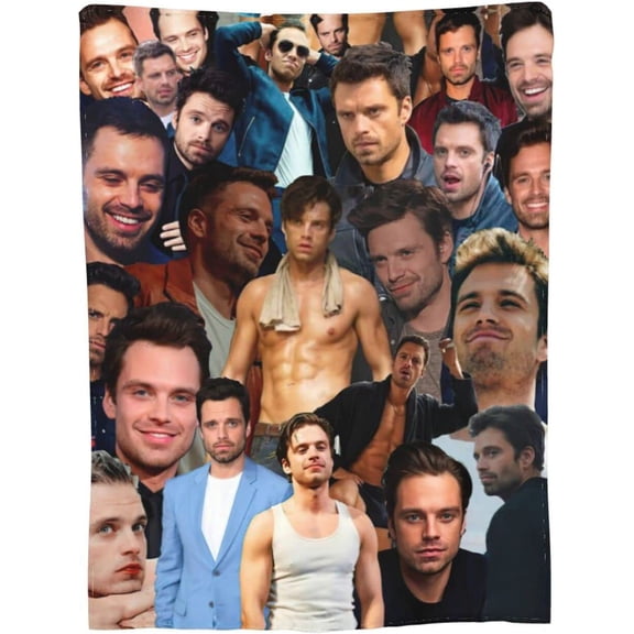 Sebastian stan Collage Blanket Fleece Ultra-Soft Micro Throw Soft Blankets for Couch Sofa Bed 60"X50"