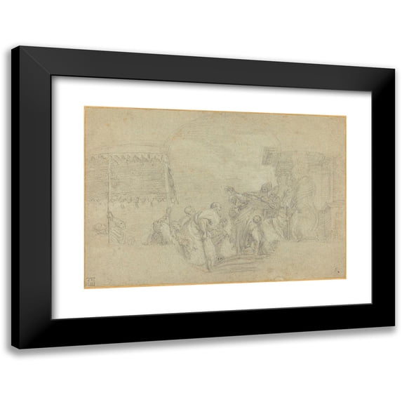 Sebastiano Conca 24x18 Black Modern Framed Museum Art Print Titled - A Bishop Blessing a King
