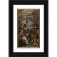 thumbnail image 1 of Sebastiano Ricci 12x18 Black Ornate Wood Framed Double Matted Museum Art Print Titled - Glory of the Virgin with the Archangel Gabriel and Saints Eusebius, Roch, and Sebastian (circa 17, 1 of 5