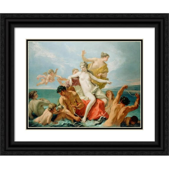 Sebastiano Ricci 14x12 Black Ornate Wood Framed Double Matted Museum Art Print Titled: Triumph of the Marine Venus (1713)
