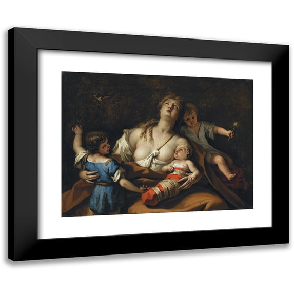 Sebastiano Ricci 24x19 Black Modern Framed Museum Art Print Titled - Charity