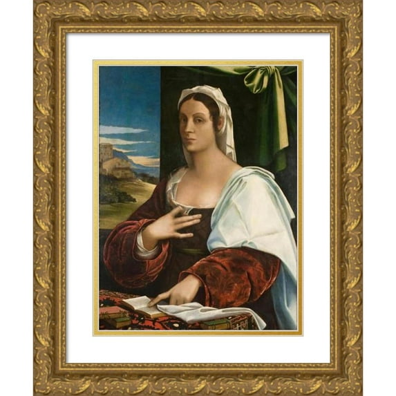 Sebastiano del Piombo 12x14 Gold Ornate Wood Frame and Double Matted Museum Art Print Titled - Vittoria Colonna (From 1520 Until 1525)