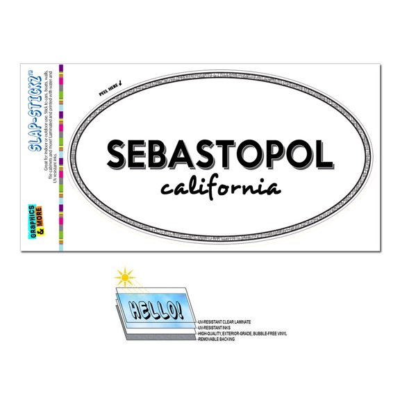 Sebastopol, CA - California - Black and White - City State - Oval Laminated Sticker