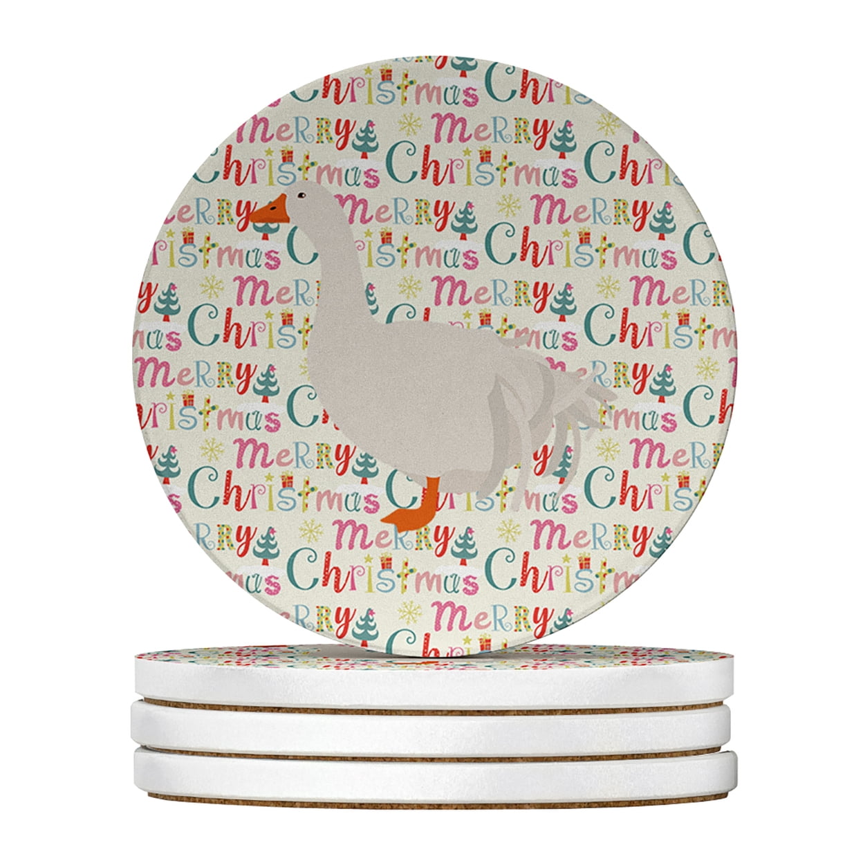 Sebastopol Goose Christmas Large Sandstone Coasters Pack of 4 4 in x 4 in
