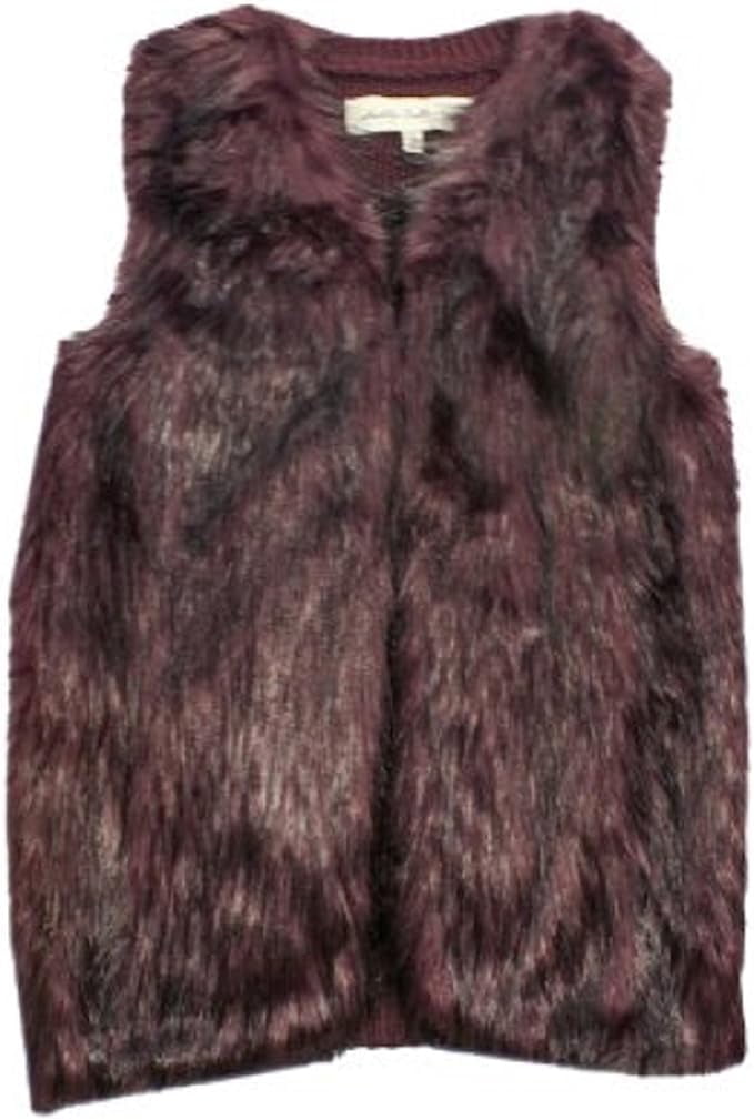 Sebby Collection Women s Faux Fur Fashion Vest Large Burgundy