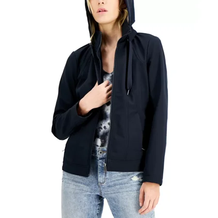 Sebby Womens Juniors’ Hooded Raincoat, Navy, Medium