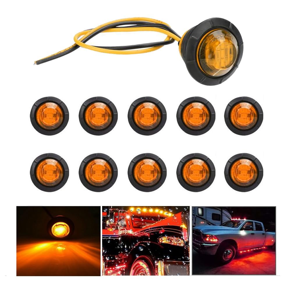 Sebellou 10x 3/4 Inch MMF7 Amber LED Round Side Marker Indicator Lights