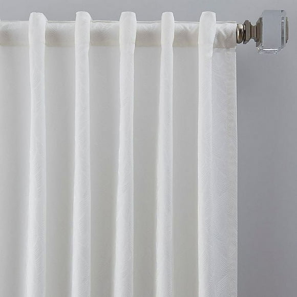 Sebille Jacquard 108-Inch Rod Pocket/Back Tab Window Curtain Panel in Winter White