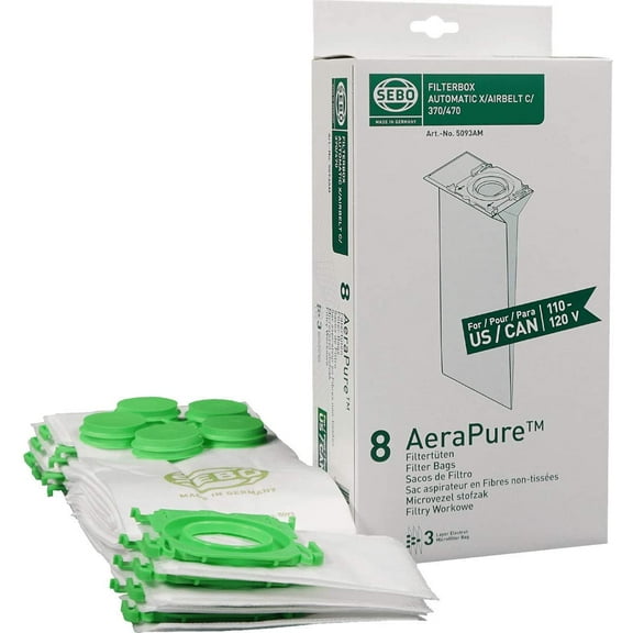 Sebo 5093AM Vacuum Filter Bag Box for X Series (8-Pack)