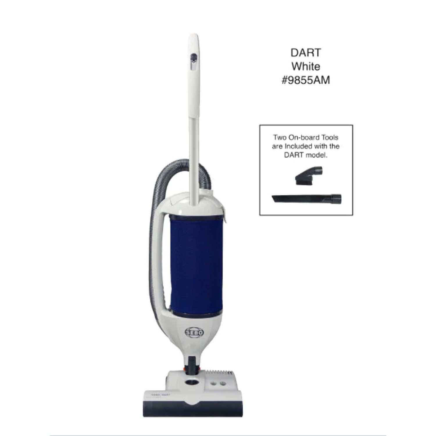 Sebo 9855AM Dart Upright Vacuum (Arctic White/Dark Blue) - image 1 of 10
