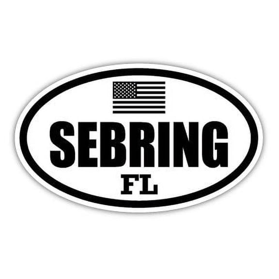 Sebring FL Florida Highlands County Stealthy Subdued Old Glory US Flag Oval Euro Decal Bumper Sticker 3M Vinyl 3" x 5"