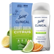 Secret Clinical Strength 100HR Hyaluronic Acid Antiperspirant Deodorant for Women, Invisible Solid, AJa Wilson Court Queen Citrus, 2.6 oz