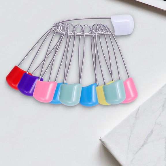 Secfreeship 10Pcs Large Safety Pins Set, Premium Stainless Steel Pins with Plastic Locking Head, Multipurpose Heavy Duty Fastening Tools for Sewing Craft DIY Household Fabric Decoration