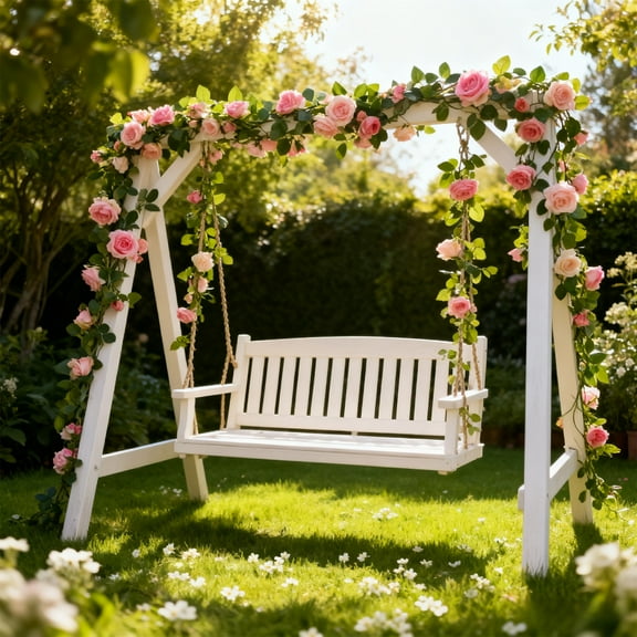 Secfreeship 16 Heads Artificial Rose Rattan Vine, Flexible Bendable Cuttable Plastic Floral Garland, Lifelike Simulation Flower Wall Hanging For Wedding Arch Indoor Home Decor