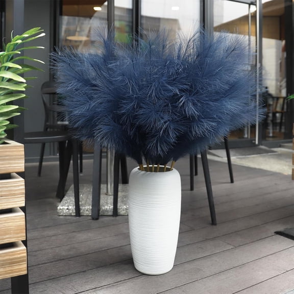 Secfreeship 21.6" Pampas Grass Faux Flower, Velvety Soft Artificial Reed Plant, No Maintenance Boho Decor for Wedding Birthday Party, Modern Home Accents, Blue