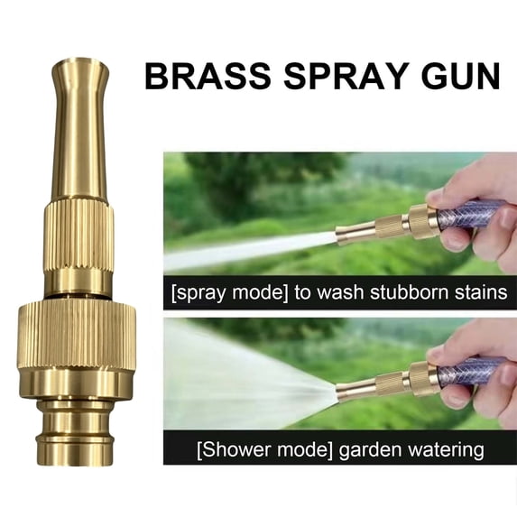Secfreeship 3.5"x1" Brass Garden Hose Spray Nozzle, Heavy-Duty Adjustable Water Connector, Leak-Proof Nozzle for Outdoor Watering, Lawn Care, and Car Washing