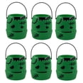 thumbnail image 1 of Secfreeship 6-Pack Halloween Green Plastic Candy Buckets, Small Monster Face Design with Black Handles, Festive Party Favor and Treat Container for Holiday Ornament Storage, 1 of 7