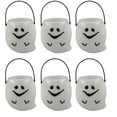 thumbnail image 1 of Secfreeship 6-Pack Halloween White Plastic Candy Buckets, Small Monster Face Design with Black Handles, Festive Party Favor and Treat Container for Holiday Ornament Storage, 1 of 7