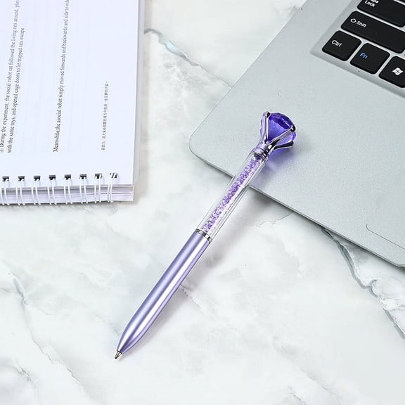 Secfreeship Ballpoint Pen, Purple Crystal Diamond Retractable Pen, Decorative Writing Pen, Office Stationery, Journal Pen for Notes, Journaling, Daily Use, School & Office Supplies
