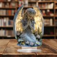 thumbnail image 1 of Secfreeship Boho Angel Pinions Cross Figurine 7"x8" Acrylic, Gorgeous Clear Table Decor for Living Room, Spiritual Religious Home Decoration, Housewarming Gift for Women, 1 of 6