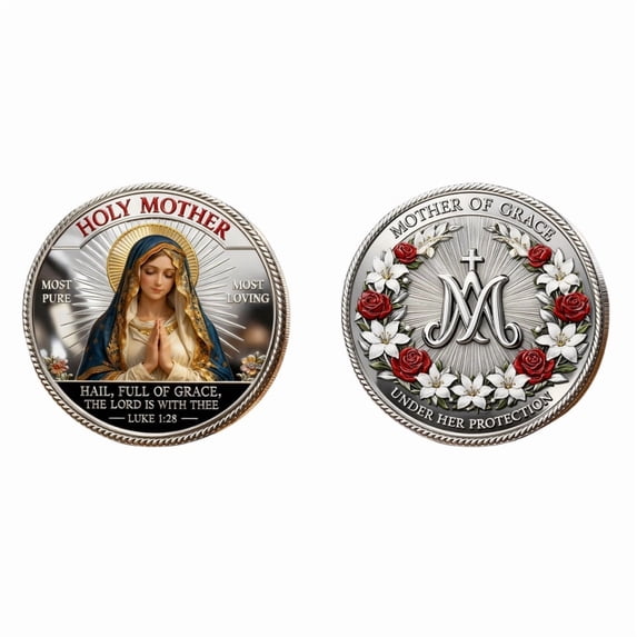 Secfreeship Catholic Holy Commemorative Coin, Resurrection Of Christ Gold Metal Token, Double Sided Engraved Sacred Keepsake For Home Decor Religious Gift Collection