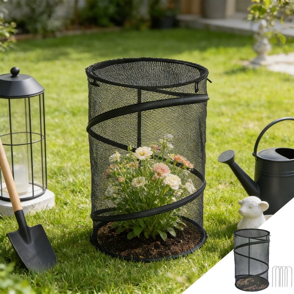 Secfreeship Collapsible Plant Protection Cover, High Density Mesh Garden Cage, Steel Frame Weather Resistant Seedling Guard With Ground Nails For Outdoor Vegetable & Flower Protection