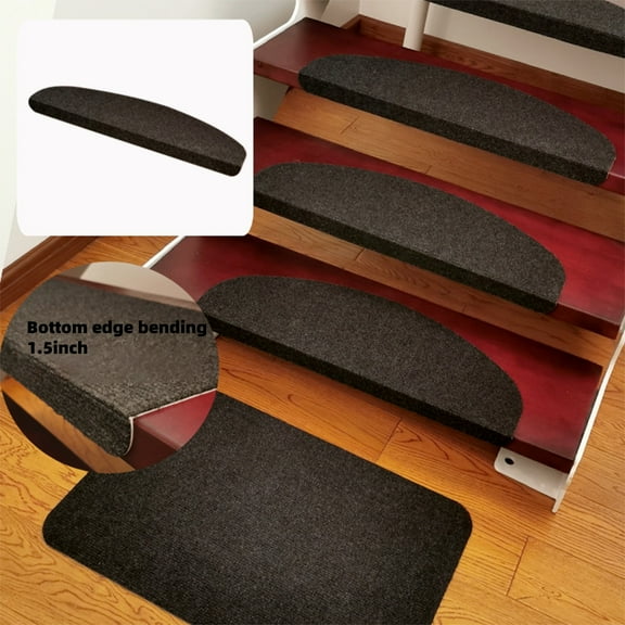 Secfreeship Curved Foldable Self Adhesive Stair Mat, No Glue Anti Slip Step Sticker, Washable Reusable Dustproof Polyester Stair Tread For Home Indoor Use, 21.6"x8.2"