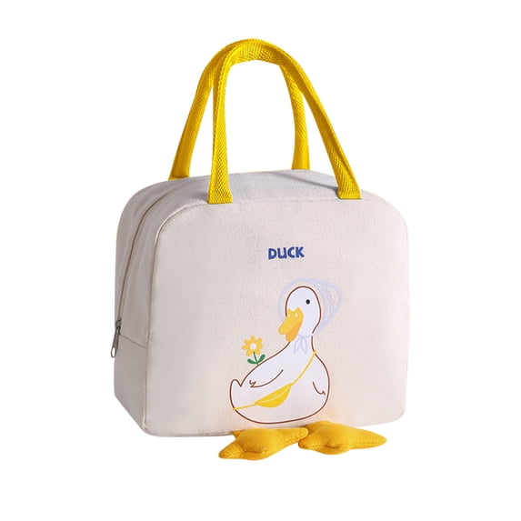 Secfreeship Cute Duck Design Insulated Lunch Bag, Portable Reusable Tote with Aluminum Foil Lining, Oxford Cloth Cooler Bag for Work, Travel, Picnic, Office Daily Use, 9 x 7.8 x 5.1 inch