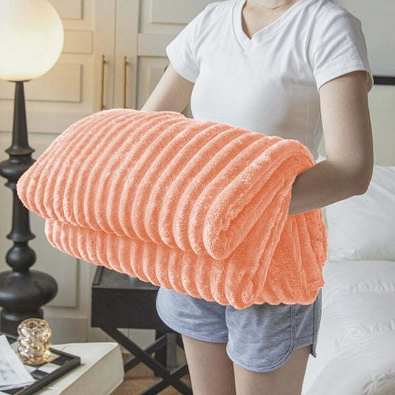 Secfreeship Double Layer Thickened Raschel Blanket, Soft Warm Polyester Fleece Throw Blanket, Lightweight Breathable Luxurious Flannel Cover Blanket for Bed Sofa Office Nap Indoor All Season Use