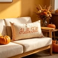 thumbnail image 1 of Secfreeship Embroidered Hello Fall Pillow Cover, Beige Lumbar Cushion Case with Bow Border, 12 x 20 Inch Chenille Fabric Accent for Thanksgiving Home Decor, 1 of 6