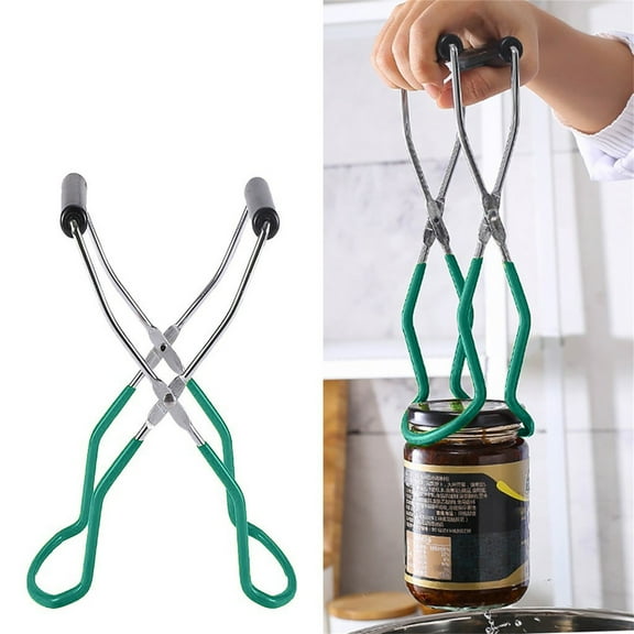 Secfreeship Green Stainless Steel Canning Jar Tongs, Anti-scald Non-slip Grip Handle Lifter, Bendable Sturdy Jar Clamp For Home Kitchen Canning, 8.8"x5.9"