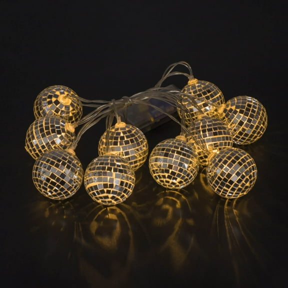 Secfreeship LED Mirror Ball String Lights 10 Warm White Battery Fairy for Wedding Party Home Decor