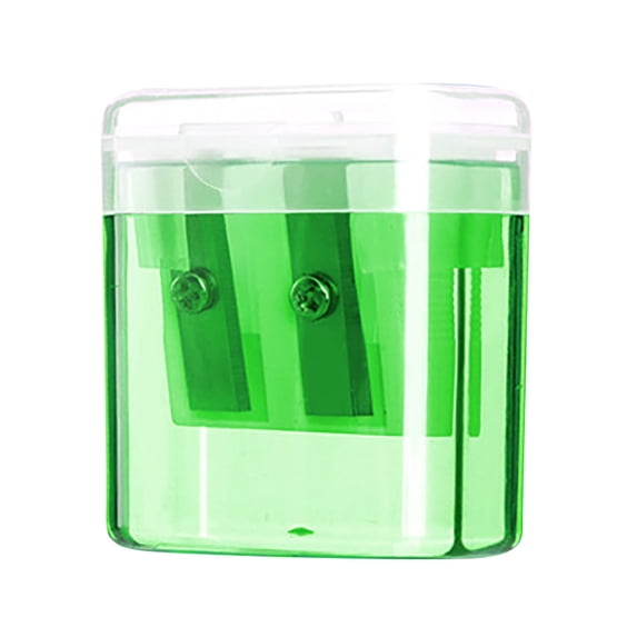 Secfreeship Pencil Sharpener Dual Hole Manual Green, Jumbo Crayon Sharpener with Cover and Bin, Handheld Color Pencil Sharpeners for Large & Standard Pencils,(1.6"x1.5")