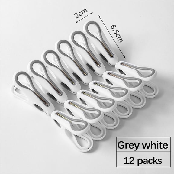 Secfreeship Plastic Clothespins 12 Pack, Windproof Traceless Laundry Clips for Sheets Socks Hangers